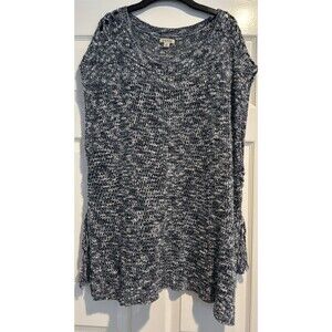 Lucky Brand Women’s Open Knit Sleeveless Long Sweater White Blue Plus Size 2X